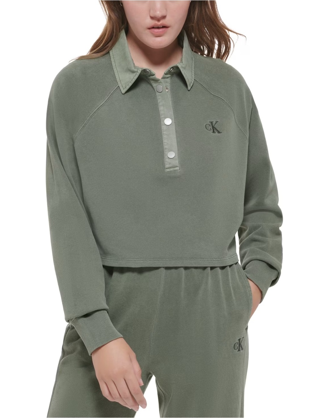 Calvin Klein Blue Cropped Polo Sweatshirt